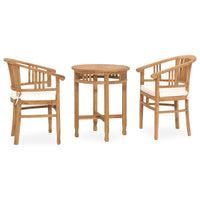 Set da Pranzo da Giardino 3 pz con Cuscini in Massello di Teak 3059996