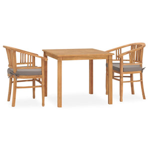 Set da Pranzo da Giardino 3 pz con Cuscini in Massello di Teak 3060006