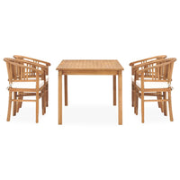 Set da Pranzo da Giardino 5 pz con Cuscini in Massello di Teak 3060018