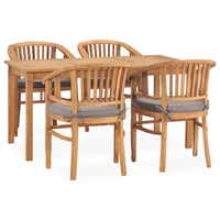 Set da Pranzo da Giardino 5 pz con Cuscini in Massello di Teak cod mxl 49958