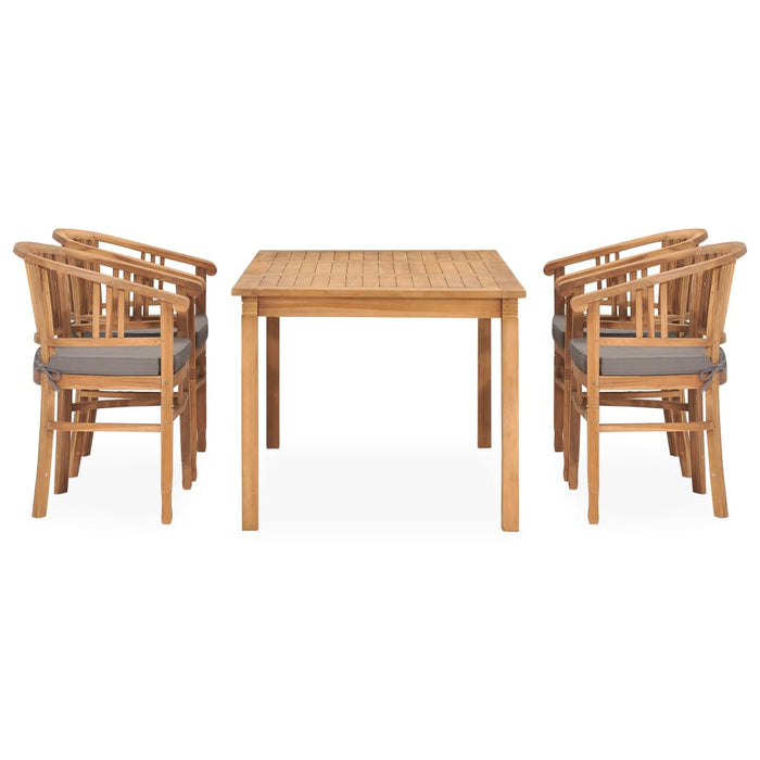 Set da Pranzo da Giardino 5 pz con Cuscini in Massello di Teak 3060020