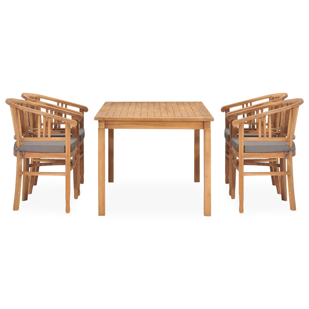 Set da Pranzo da Giardino 5 pz con Cuscini in Massello di Teak cod mxl 49958
