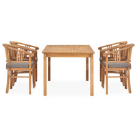 Set da Pranzo da Giardino 5 pz con Cuscini in Massello di Teak cod mxl 49958