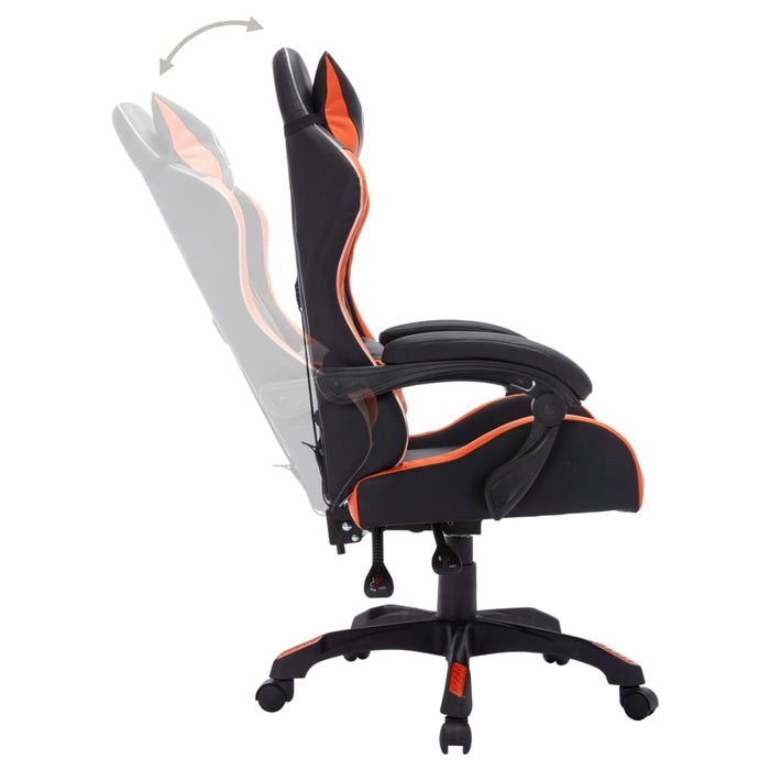 Sedia da Gaming con Luci a LED RGB Arancione e Nera Similpelle 288002