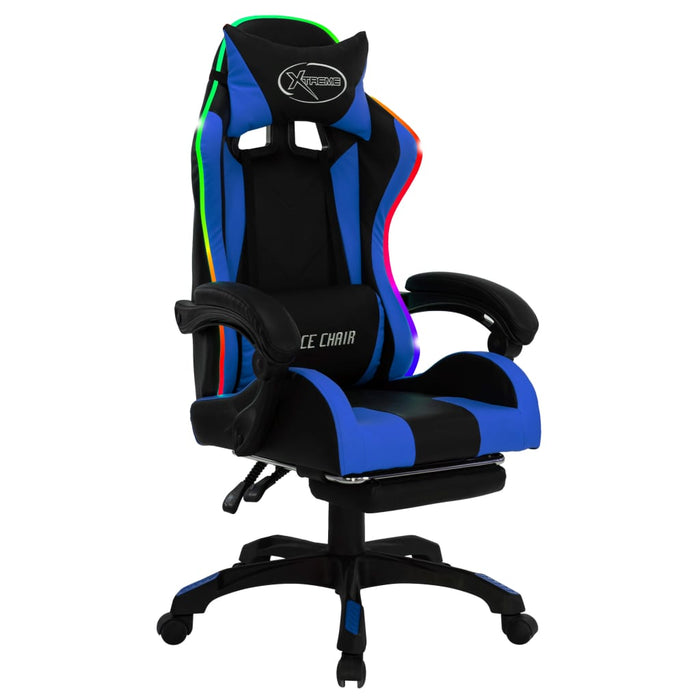 Sedia da Gaming con Luci a LED RGB Blu e Nera in Similpelle 288006