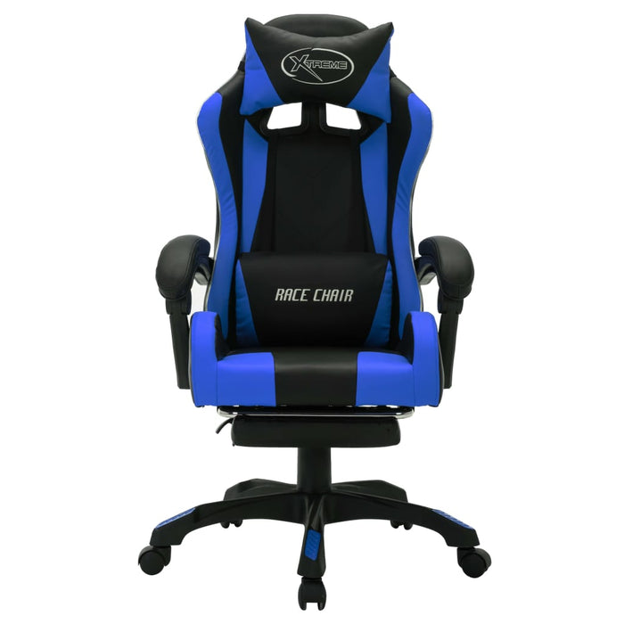 Sedia da Gaming con Luci a LED RGB Blu e Nera in Similpelle 288006