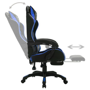 Poltroncina sedia girevole per computer ufficio studio videogiochi con LED RGB e similpelle blu 02_0024200