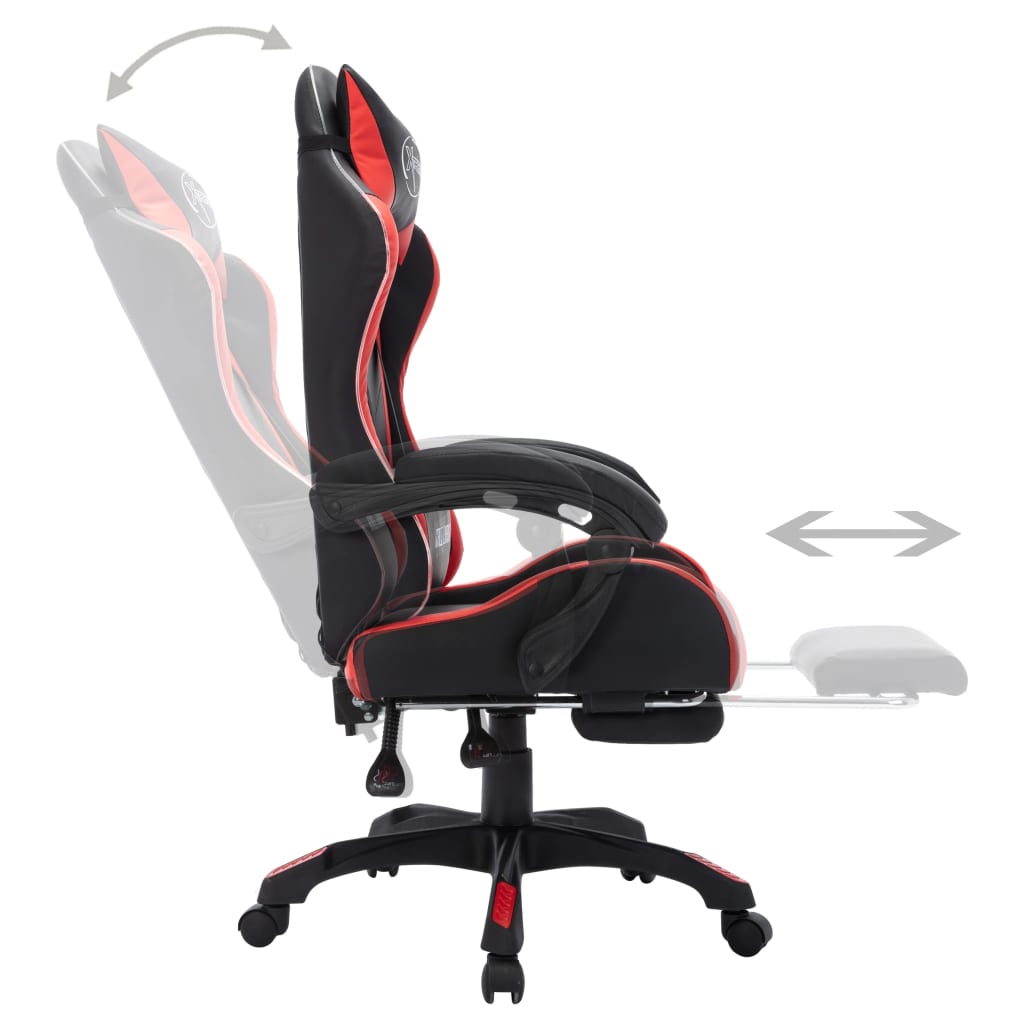 Sedia da Gaming con Luci a LED RGB Rossa e Nera in Similpelle 288007