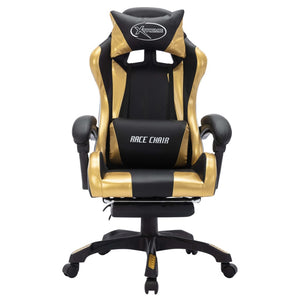 Poltroncina sedia girevole per ufficio computer studio videogiochi con LED RGB Oro e similpelle oro 02_0024204