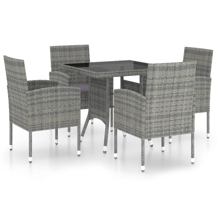 Set Mobili da Pranzo per Giardino 5 pz in Polyrattan Antracite cod mxl 37968
