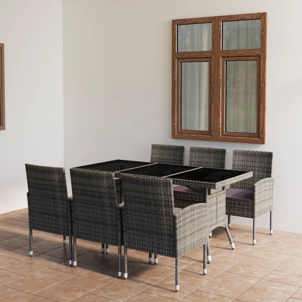 Set Mobili da Pranzo Giardino 7 pz Polyrattan Antracite Grigio 3059424