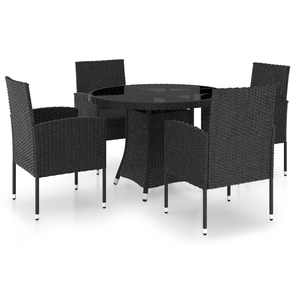 Set da Pranzo da Giardino 5 pz in Polyrattan Nero 3059429