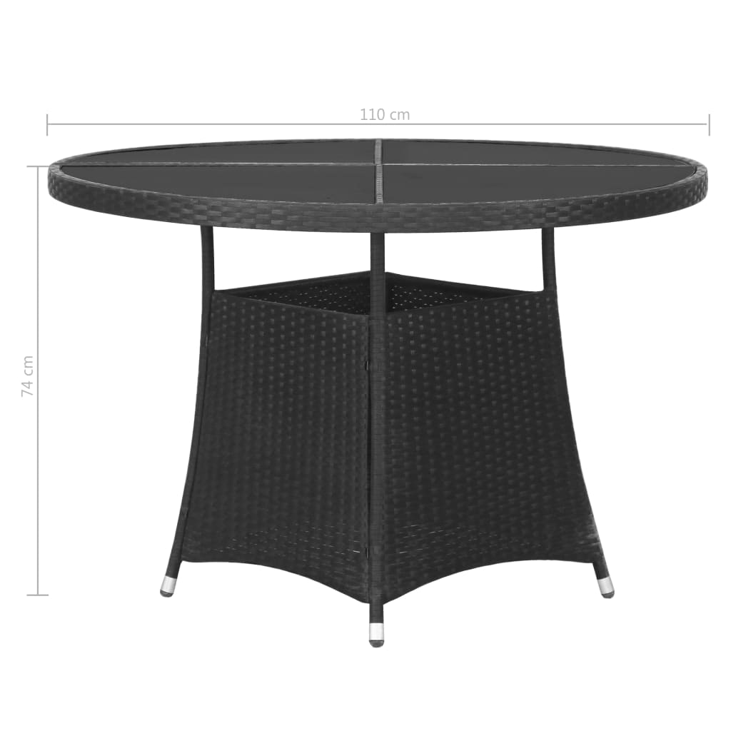 Set da Pranzo da Giardino 5 pz in Polyrattan Nero 3059429