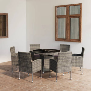 Set Mobili da Pranzo Giardino 7 pz Polyrattan Antracite Grigio 3059433