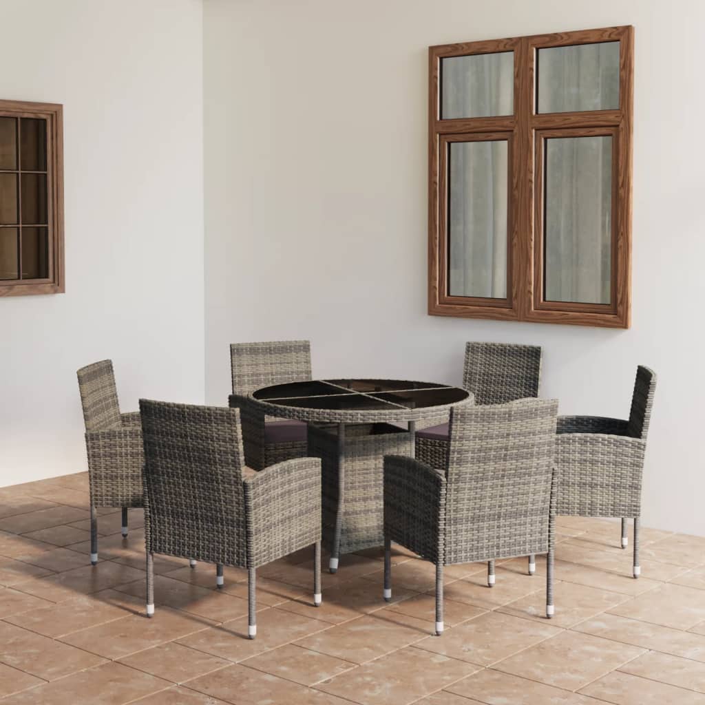 Set Mobili da Pranzo Giardino 7 pz Polyrattan Antracite Grigio 3059433