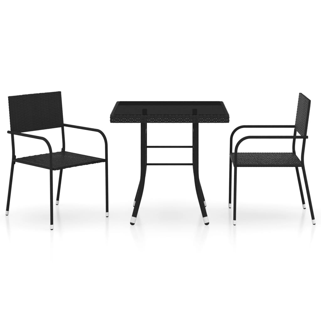 Set da Pranzo da Giardino 3 pz in Polyrattan Nero 3059440