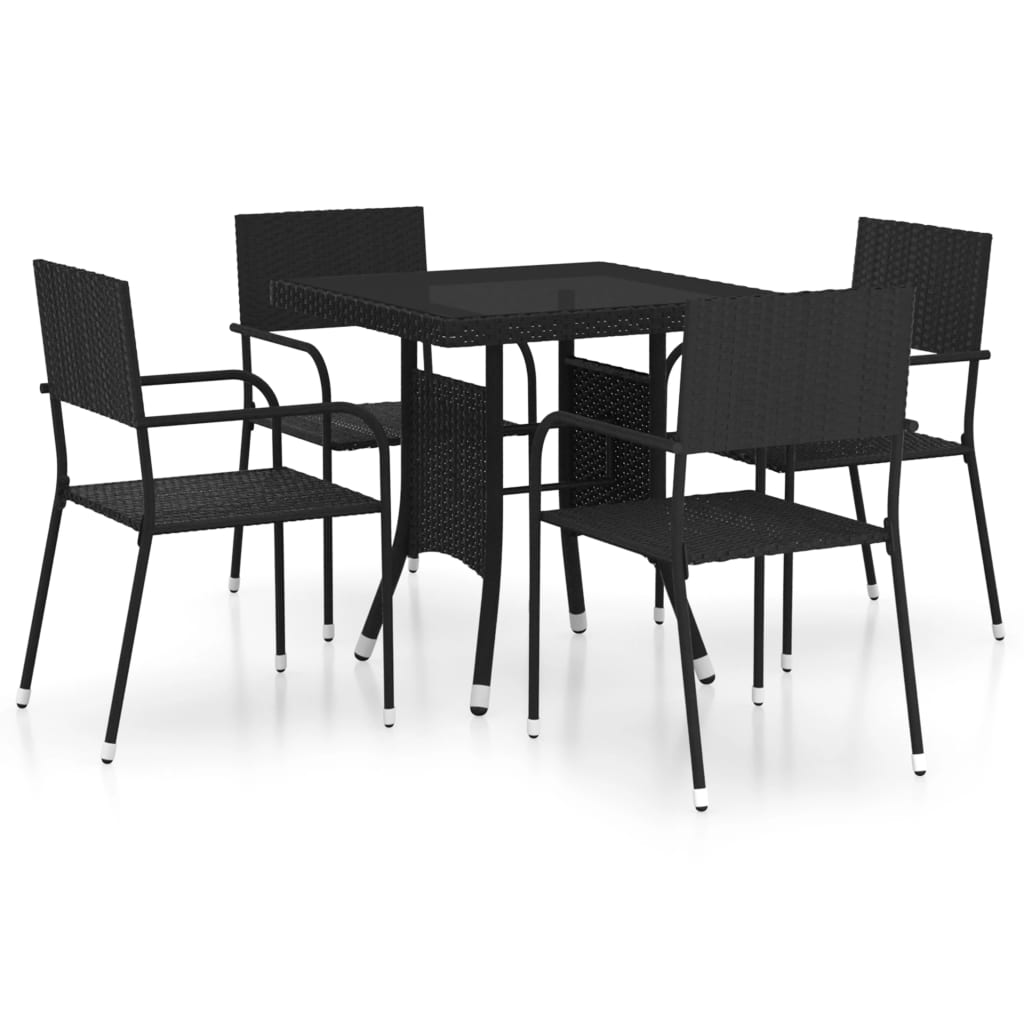 Set da Pranzo da Giardino 5 pz in Polyrattan Nero 3059442
