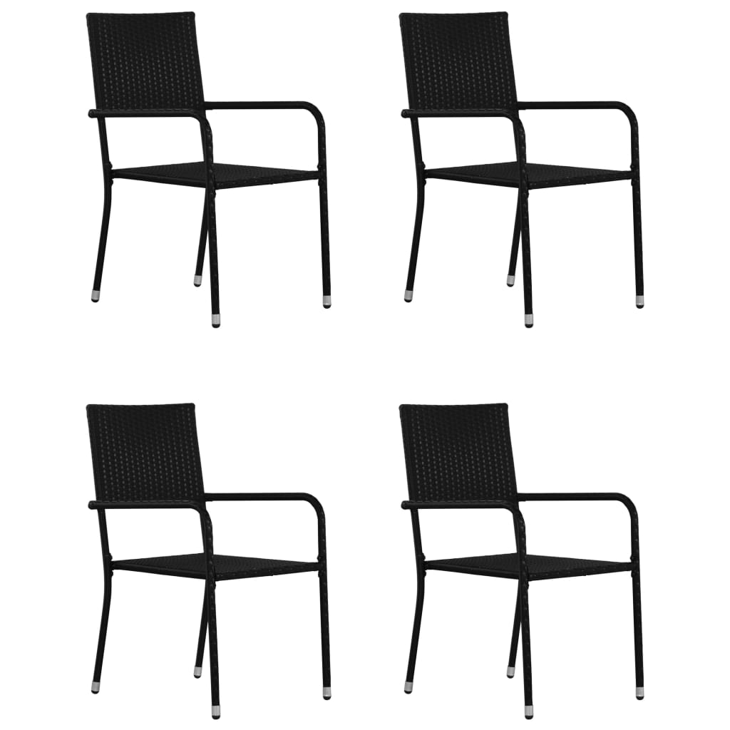 Set da Pranzo da Giardino 5 pz in Polyrattan Nero 3059442