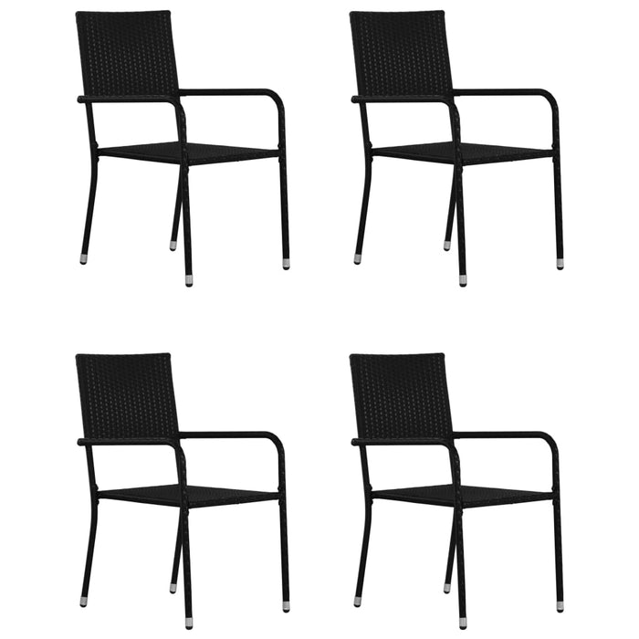 Set da Pranzo da Giardino 5 pz in Polyrattan Nero 3059442