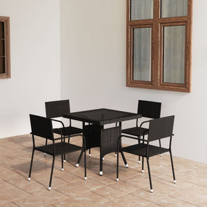 Set da Pranzo da Giardino 5 pz in Polyrattan Nero 3059442