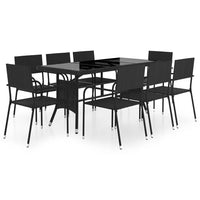 Set Mobili da Pranzo per Giardino 9 pz in Polyrattan Nero cod mxl 69703