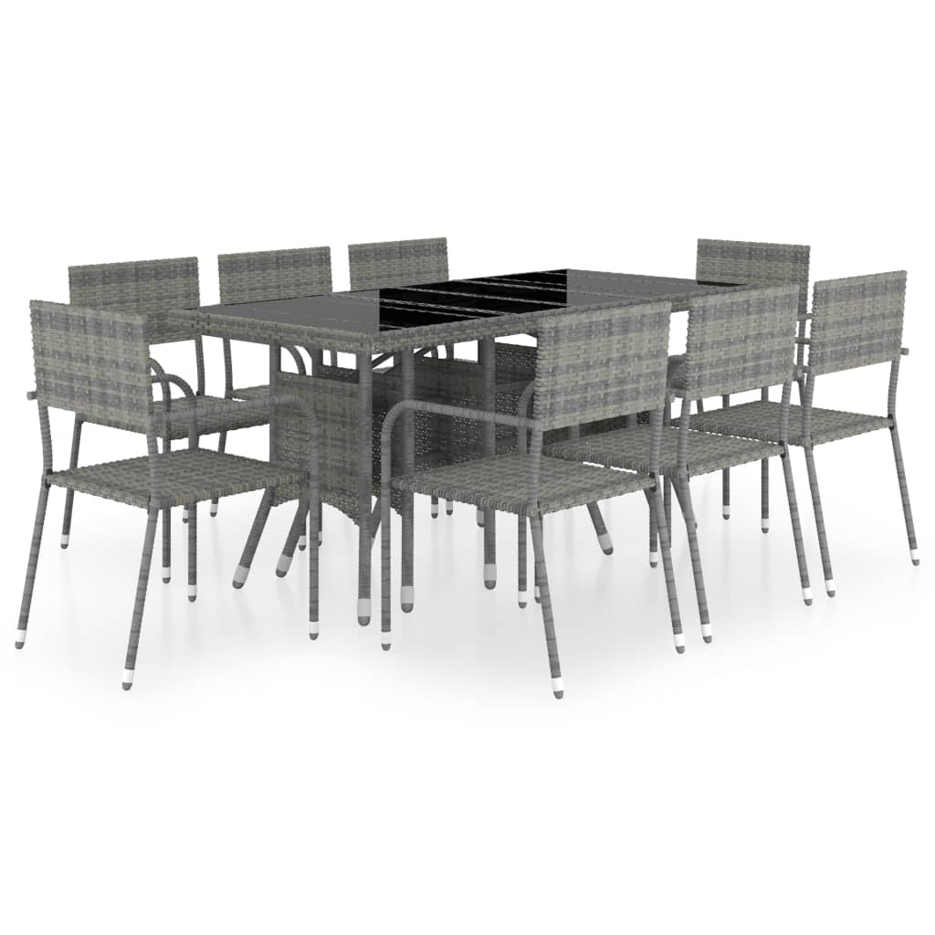 Set Mobili da Pranzo Giardino 9 pz Polyrattan Antracite Grigio cod mxl 75625