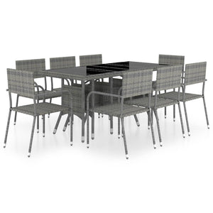 Set Mobili da Pranzo Giardino 9 pz Polyrattan Antracite Grigio cod mxl 75625