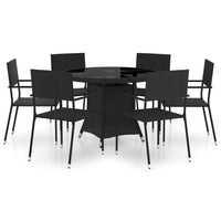Set da Pranzo da Giardino 7 pz in Polyrattan Nero 3059454