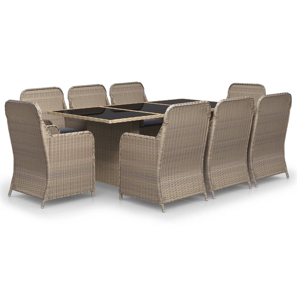 Set da Pranzo da Giardino 9 pz in Polyrattan Marrone 3059466