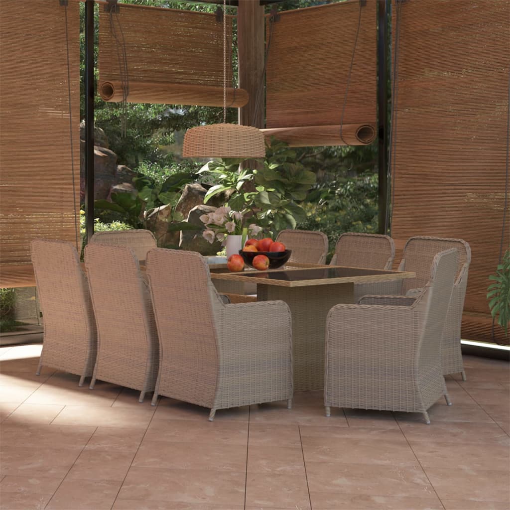 Set da Pranzo da Giardino 9 pz in Polyrattan Marrone 3059466