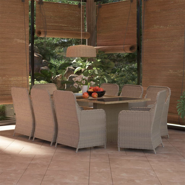 Set da Pranzo da Giardino 9 pz in Polyrattan Marrone 3059466