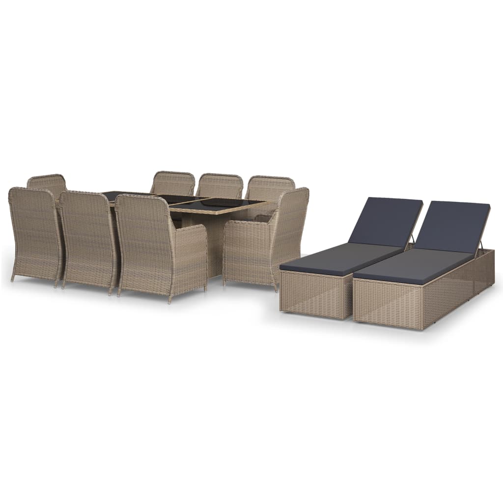 Set da Pranzo da Giardino 11 pz in Polyrattan Marrone 3059468