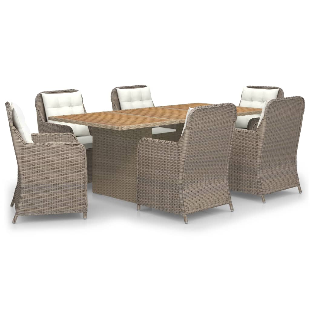 Set da Pranzo da Giardino 7 pz in Polyrattan Marrone 3059471