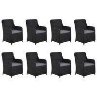 Set da Pranzo da Giardino 11 pz in Polyrattan Nero 3059476