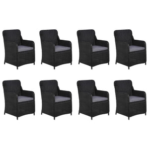 Set da Pranzo da Giardino 11 pz in Polyrattan Nero 3059476