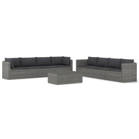Set Divani da Giardino 9 pz con Cuscini in Polyrattan Grigio cod mxl 39839