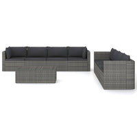 Set Divani da Giardino 9 pz con Cuscini in Polyrattan Grigio cod mxl 39839