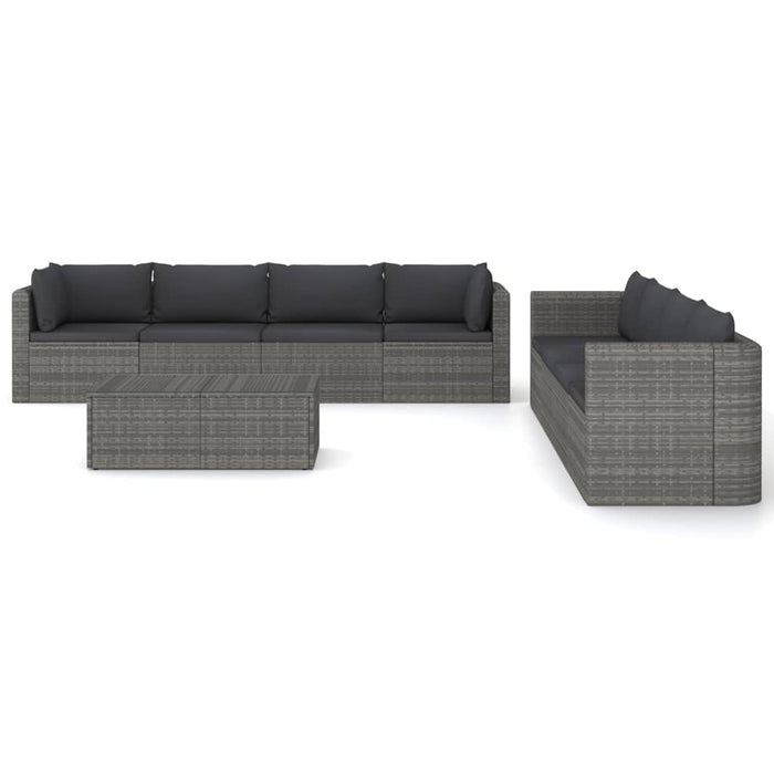 Set Divani da Giardino 9 pz con Cuscini in Polyrattan Grigio cod mxl 39839