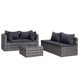 Set Divani da Giardino 9 pz con Cuscini in Polyrattan Grigio cod mxl 39839
