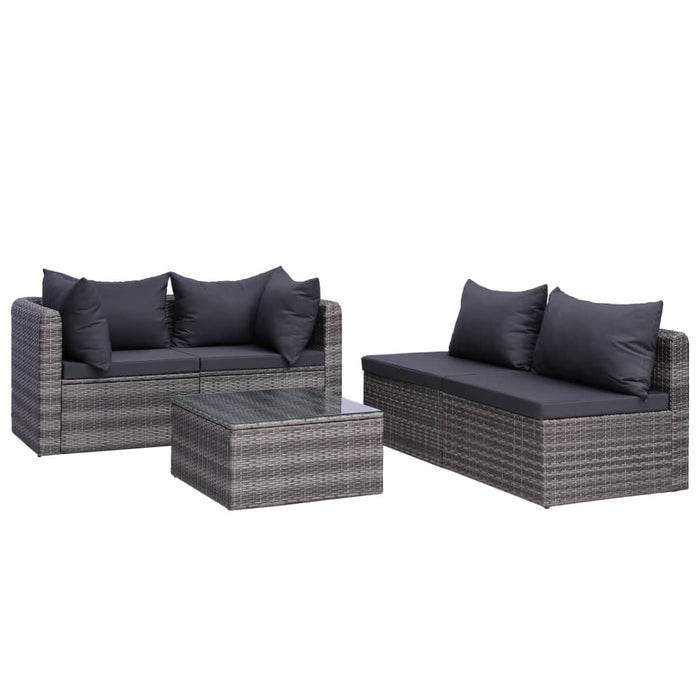 Set Divani da Giardino 9 pz con Cuscini in Polyrattan Grigio cod mxl 39839