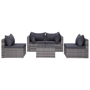 Set Divani da Giardino 9 pz con Cuscini in Polyrattan Grigio cod mxl 39839