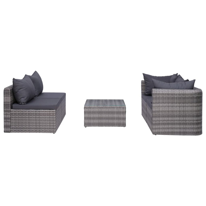 Set Divani da Giardino 9 pz con Cuscini in Polyrattan Grigio cod mxl 39839