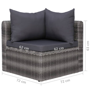 Set Divani da Giardino 9 pz con Cuscini in Polyrattan Grigio cod mxl 39839