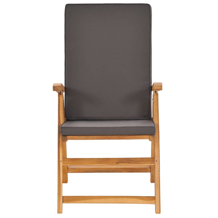 Set da Pranzo da Giardino 5 pz con Cuscini Grigi Legno di Teak 3059529