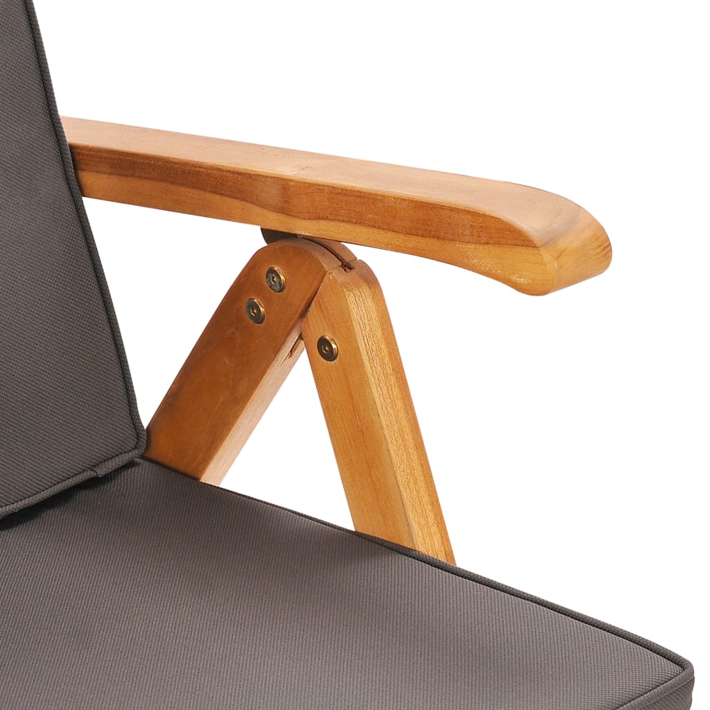 Set da Pranzo da Giardino 5 pz con Cuscini Grigi Legno di Teak 3059529