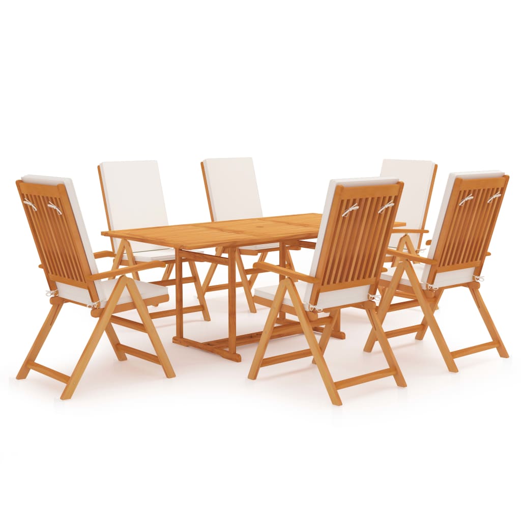 Set da Pranzo da Giardino 7 pz con Cuscini Legno di Teak cod mxl 46425