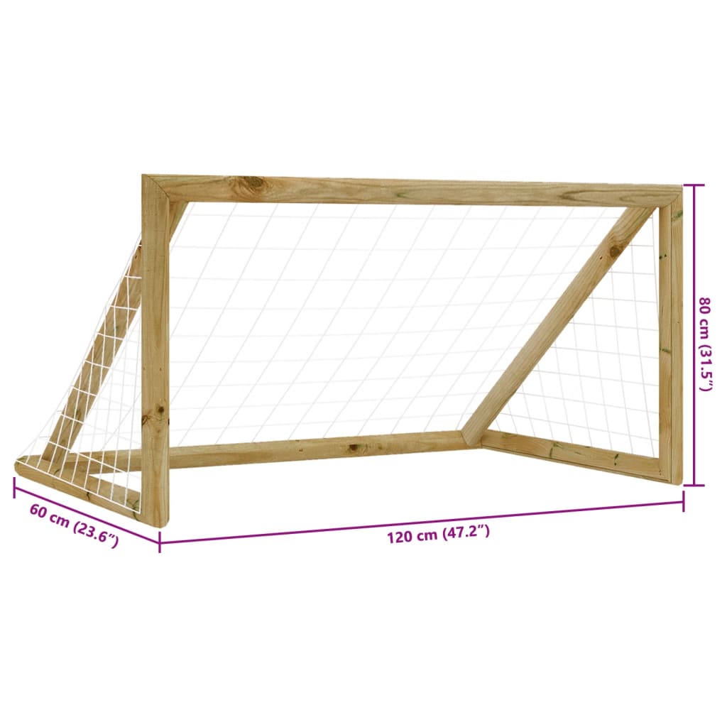Porta da Calcio con Rete 120x60x80 cm Legno di Pino Impregnato 3059950
