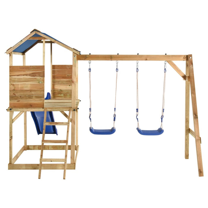 Altalene per parco giochi all'aperto scivolo altalene robuste giochi da giardino 300 x 220 x 200 cm legno di pino impregnato 02_0004706