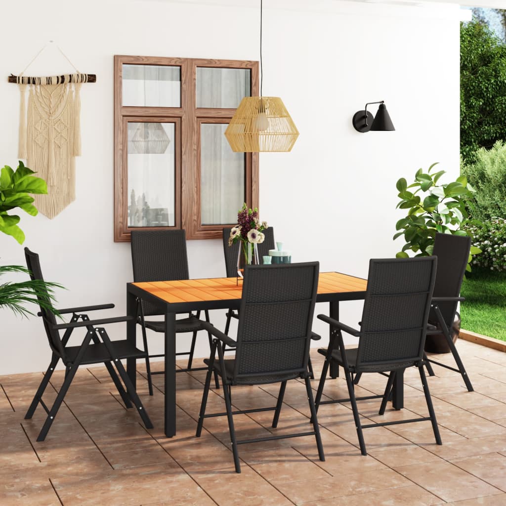 Set da Pranzo da Giardino 7 pz Nero e Marrone 3060055