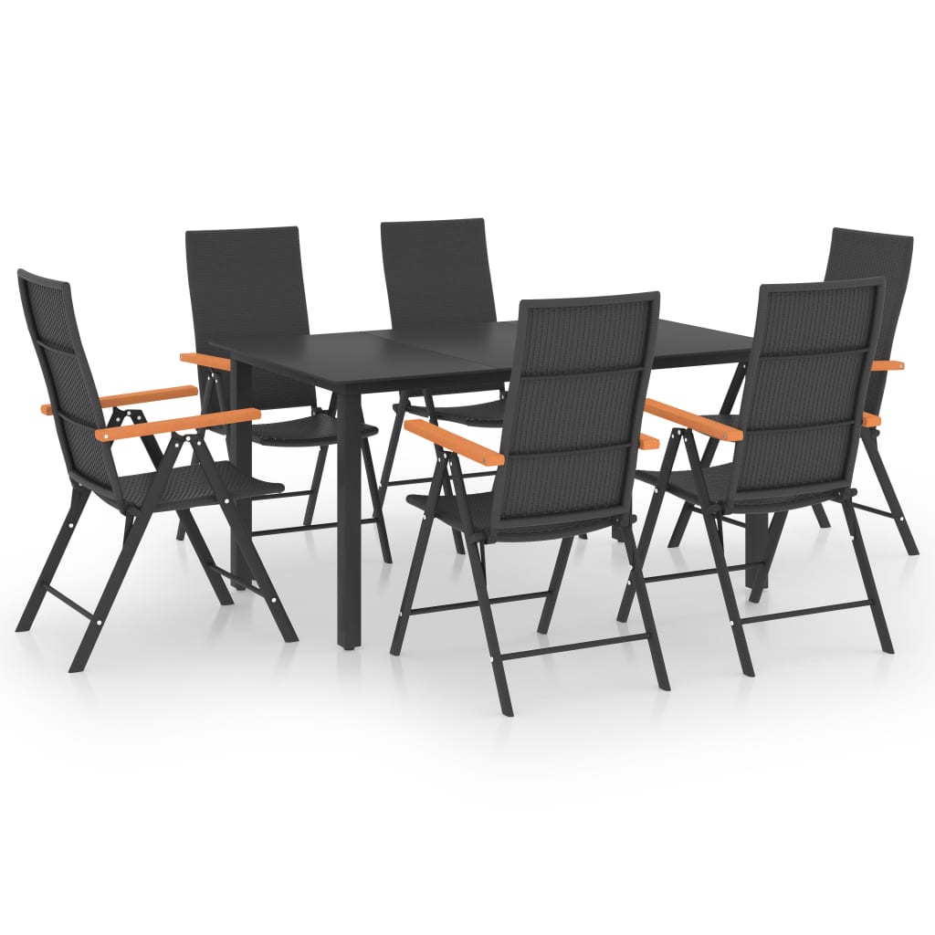 Set da Pranzo da Giardino 7 pz Nero e Marrone 3060073